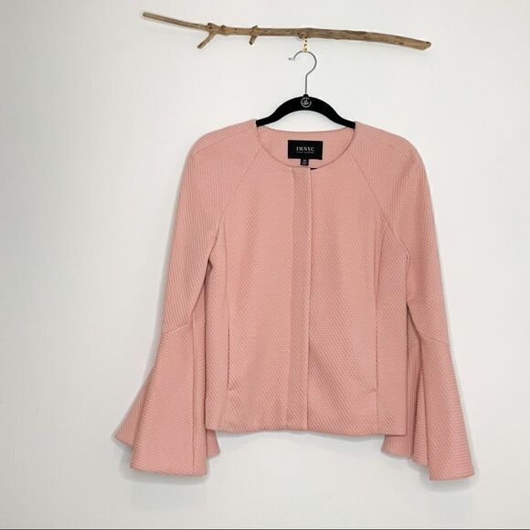 IMNYC Isaac Mizrahi Pink Knit Motorcycle Jacket - Picture 2 of 7